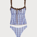 Sinine Ruuduline – Stiilne tankini komplekt