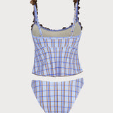 Sinine Ruuduline – Stiilne tankini komplekt