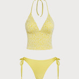 Kollane Halter – Elegantne tankini komplekt