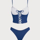 Sinine – Vintage denim tankini komplekt