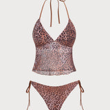 Pruun Leopardimustriga – Šikk tankini komplekt