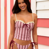 Kera – Punane triibuline tankini komplekt