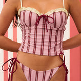 Kera – Punane triibuline tankini komplekt
