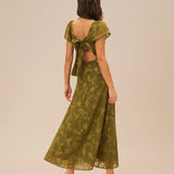 Roheline – Südamlik jacquard maxi kleit