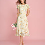 Kollane – Elegantne midi kleit
